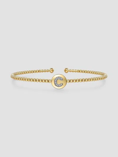 Gabriel & Co. Women's Bujukan C Initial 14k Yellow Gold & 0.03 Tcw Diamond Cuff