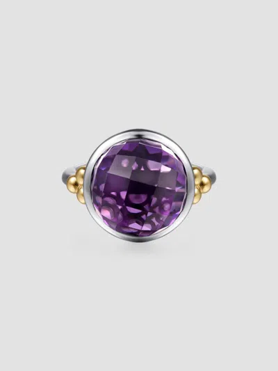Gabriel & Co. Women's Bujukan Sterling Silver, 14k Yellow Gold & Amethyst Cocktail Ring In Purple