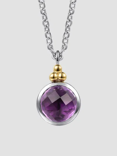 Gabriel & Co. Women's Bujukan Sterling Silver, 14k Yellow Gold & Amethyst Pendant Necklace In Metallic
