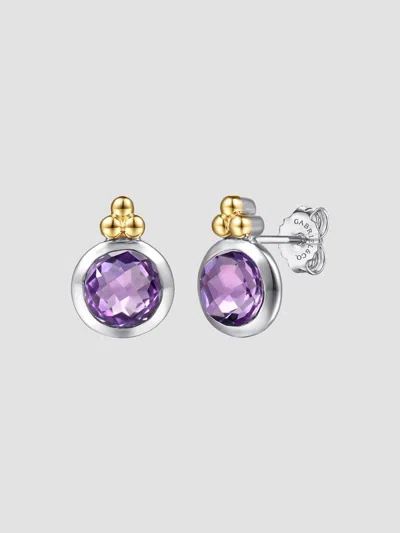 Gabriel & Co. Women's Bujukan Sterling Silver, 14k Yellow Gold & Amethyst Stud Earrings In Purple
