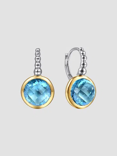 Gabriel & Co. Women's Bujukan Sterling Silver, 14k Yellow Gold & Swiss Blue Topaz Drop Earrings