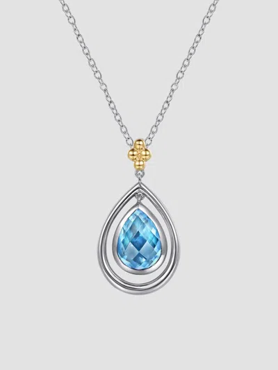 Gabriel & Co. Women's Bujukan Sterling Silver, 14k Yellow Gold & Swiss Blue Topaz Pendant Necklace