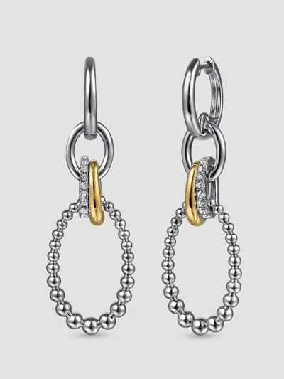 Gabriel & Co. Women's Bujukan Sterling Silver, 14k Yellow Gold & White Sapphire Drop Earrings