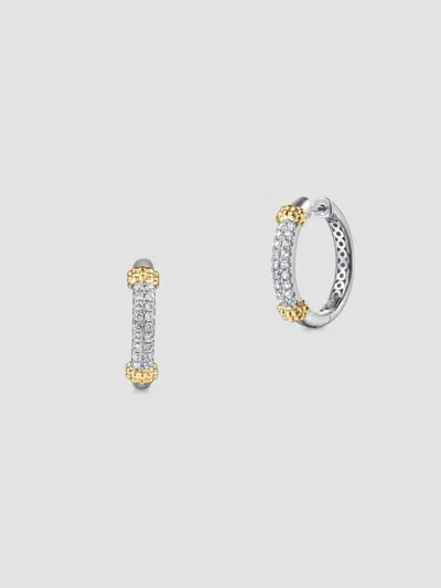 Gabriel & Co. Women's Bujukan Sterling Silver, 14k Yellow Gold & White Sapphire Hoop Earrings