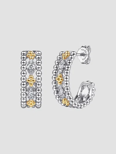 Gabriel & Co. Women's Bujukan Sterling Silver, 14k Yellow Gold & White Sapphire Hoop Earrings In Multi