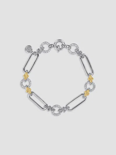 Gabriel & Co. Women's Bujukan Sterling Silver, 14k Yellow Gold & White Sapphire Mixed-link Chain Bracelet In Multi