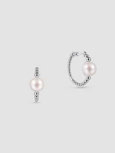 Gabriel & Co. Women's Bujukan Sterling Silver & Pearl Classic Hoop Earrings