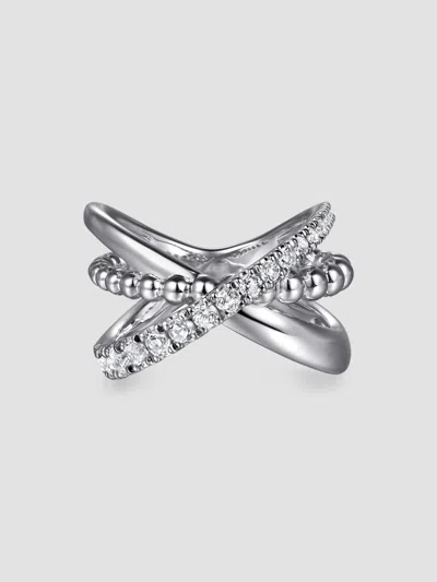 Gabriel & Co. Women's Bujukan Sterling Silver & White Sapphire Crisscross Ring