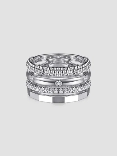 Gabriel & Co. Women's Bujukan Sterling Silver & White Sapphire Multi-band Ring In Metallic