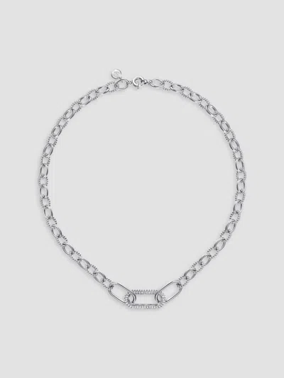 Gabriel & Co. Women's Bujukan Sterling Silver & White Sapphire Oval-link Chain Necklace In Metallic