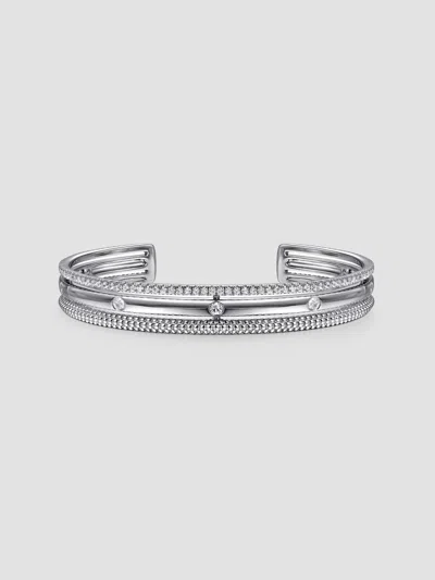 Gabriel & Co. Women's Bujukan Sterling Silver & White Sapphire Triple-row Cuff