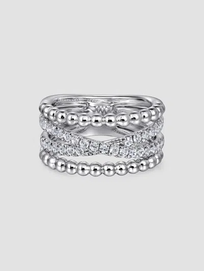 Gabriel & Co. Women's Bujukan Sterling Silver & White Sapphire Wide Band Ring