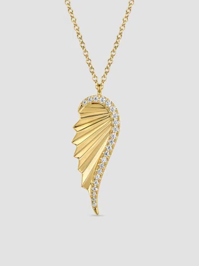 Gabriel & Co. Women's Contemporary 14k Yellow Gold & 0.16 Tcw Diamond Wing Pendant Necklace