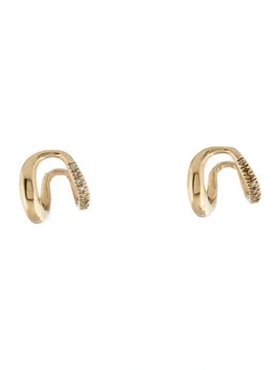Pre-owned Gabriela Artigas 14k Diamond Twin Tusk Huggie Earrings In Multi