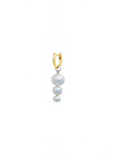 Gabriela Artigas Women's Colmillo Huggie With Ascending Pearls In White In Blue