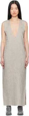 Gabriela Coll Garments Gray No.61 Linen V-neck Midi Thatdress In 52 - Grey Melange