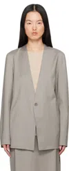 Gabriela Coll Garments Gray No.63 Summer Wool Folded Blazer In 76 - Grey Herringbon