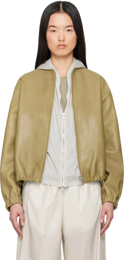 Gabriela Coll Garments Green No.306 Six Zipper Leather Jacket In 48 - Off Green