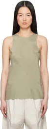 Gabriela Coll Garments Khaki No.73 Silk Pongee Tank Top In 48 - Off Green