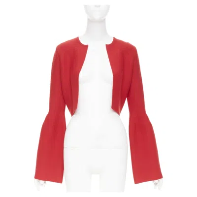 Pre-owned Gabriela Hearst 2021 Katlin Red Virgin Wool Cropped Open Front Shrug Cardigan Xs