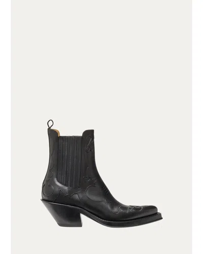 Gabriela Hearst 50mm Cassidy Leather Cowboy Ankle Boots In Black