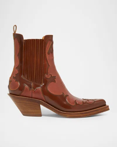 Gabriela Hearst 70mm Cassidy Western-style Leather Booties In Brown