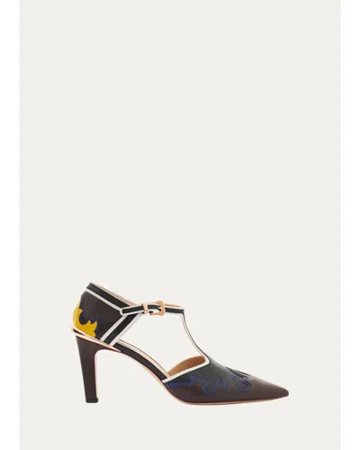 Gabriela Hearst 75mm Duna Western Leather Ankle-strap Pumps In Multi