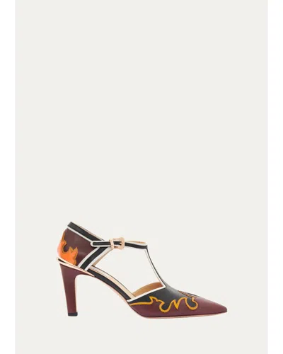 Gabriela Hearst 75mm Duna Western Leather Ankle-strap Pumps In Multi