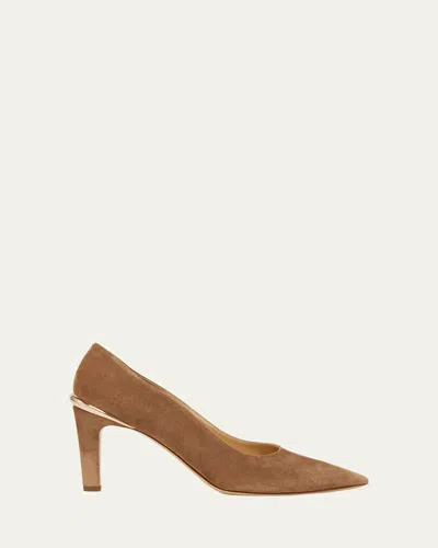 Gabriela Hearst 75mm Edwina Suede Pointed-toe Pumps In Brown
