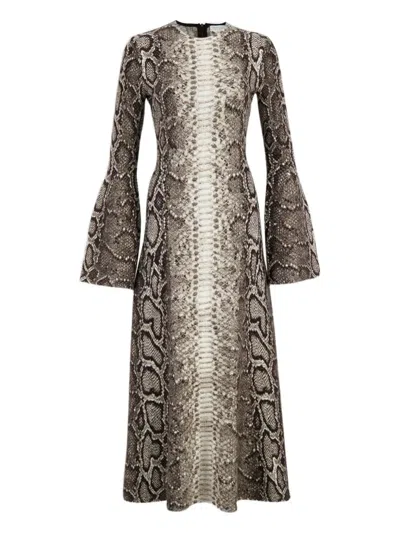 Gabriela Hearst Snake-effect Jacquard-knit Cashmere And Silk Blend Maxi Dress In Gray