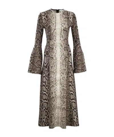 Gabriela Hearst Snake-effect Jacquard-knit Cashmere And Silk Blend Maxi Dress In Gray