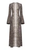 Gabriela Hearst Aalia Snake-printed Cashmere-silk Maxi Dress In Grey