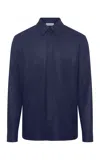 Gabriela Hearst Abbe Shirt In Navy Virgin Wool Cashmere In Blue