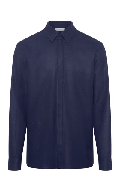 Gabriela Hearst Abbe Shirt In Navy Virgin Wool Cashmere In Blue