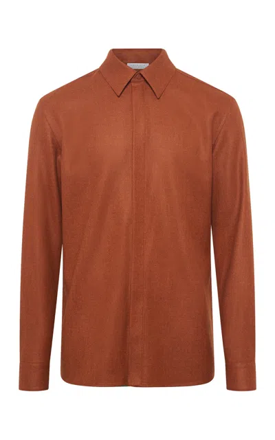Gabriela Hearst Abbe Shirt In Rust Virgin Wool Cashmere In Brown