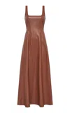 Gabriela Hearst Adaline Midi Dress In Cognac Nappa Leather In Cognac