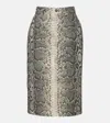 Gabriela Hearst Adalaide Snake-printed Denim Midi Skirt In Gray