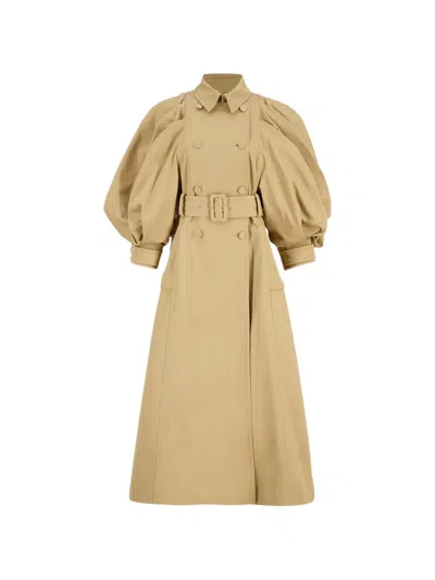 Gabriela Hearst Aeon Puff-sleeve Trench Coat In Neutral