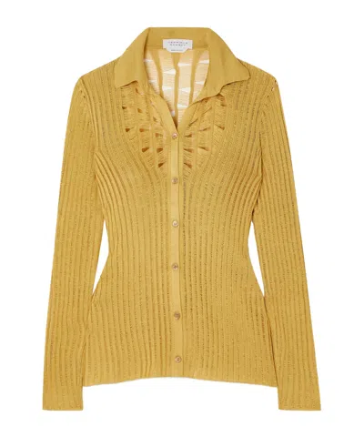 Gabriela Hearst Aera Ribbed Open-front Silk Shirt In White