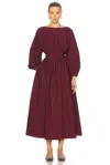 Gabriela Hearst Ahmose Maxi Dress In Bordeaux Sea Island Cotton Poplin In Bordeaux