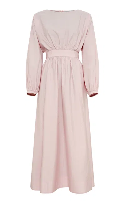 Gabriela Hearst Ahmose Maxi Dress In Pale Blush Sea Island Cotton Poplin In Bordeaux