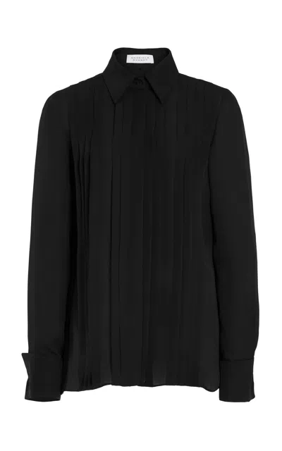 Gabriela Hearst Kiian Gathered Mock-neck Long-sleeve Top In Black