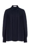 Gabriela Hearst Aime Shirt In Dark Navy Silk Georgette Twill In Dark Navy