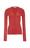 Gabriela Hearst Aiste Knit Cardigan In Antelope Orange Cashmere Silk With Hemp