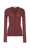 Gabriela Hearst Aiste Knit Cardigan In Burnt Sienna Cashmere Silk With Hemp In Brown