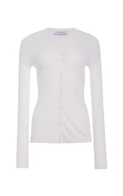 Gabriela Hearst Aiste Knit Cardigan In Ivory Cashmere Silk With Hemp In White
