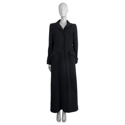 Pre-owned Gabriela Hearst Alberta Ferretti Black Wool Flared Maxi Coat Jacket 44 L