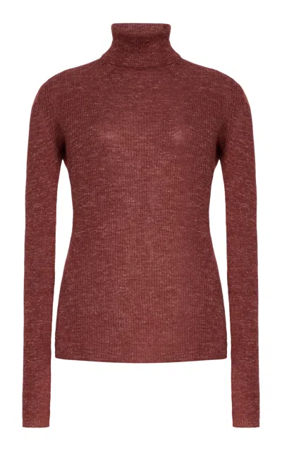 Gabriela Hearst Aldona Cashmere; Silk And Hemp Turtleneck Top