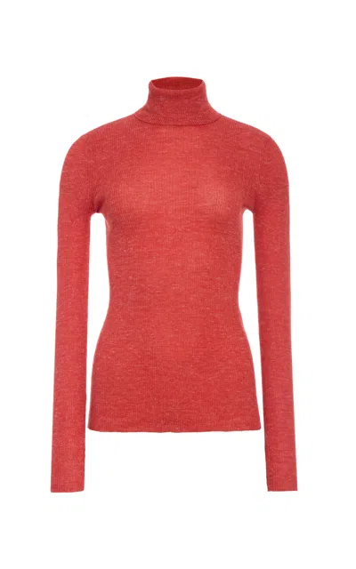Gabriela Hearst Aldona Knit Turtleneck In Antelope Orange Cashmere Silk With Hemp In Red