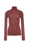 Gabriela Hearst Aldona Knit Turtleneck In Burnt Sienna Cashmere Silk With Hemp In Burgundy